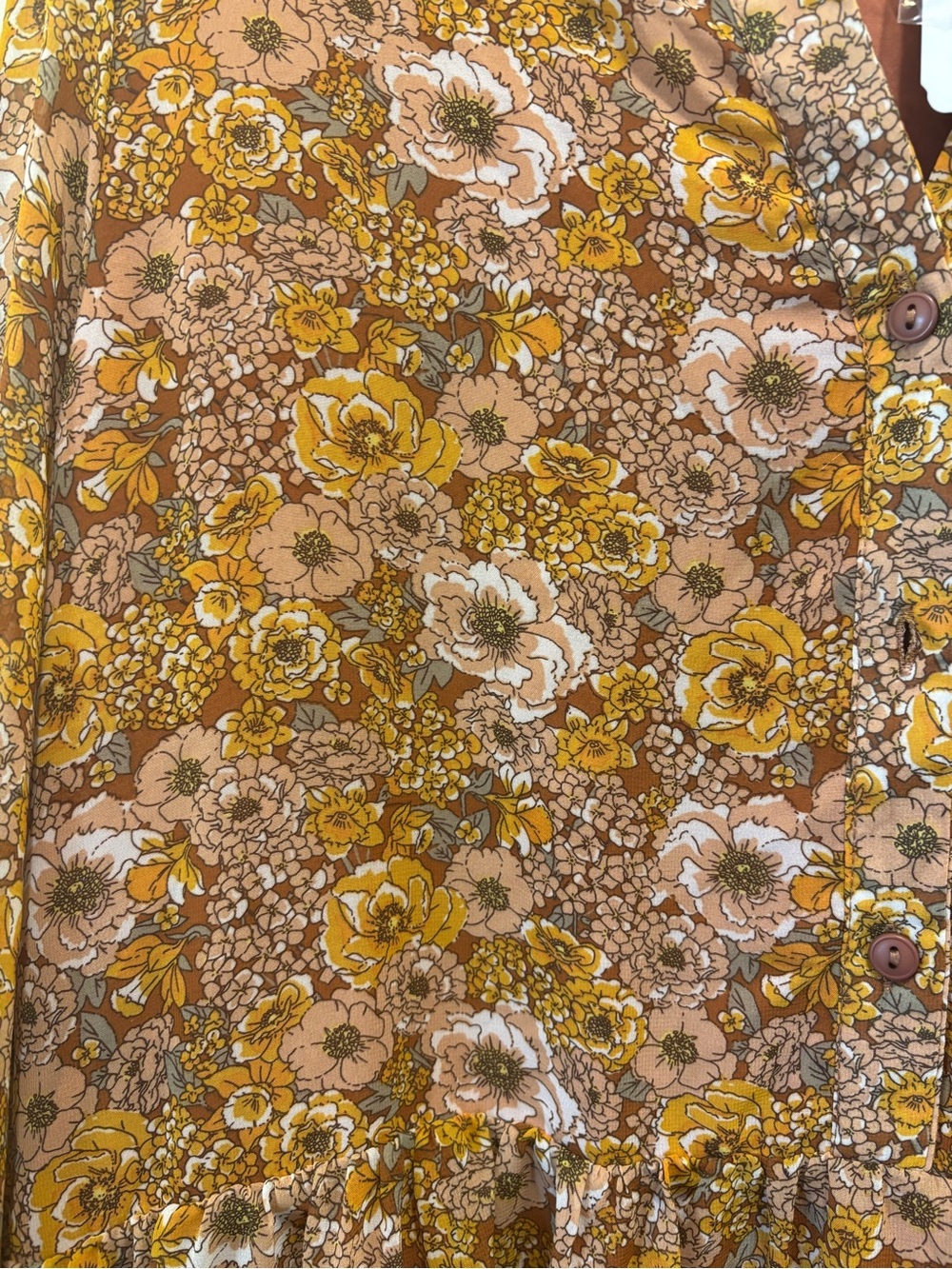 Indigo Soul Mustard Floral Tiered Long Sleeve Boho Mini Dress XL NWT - Picture 3 of 10